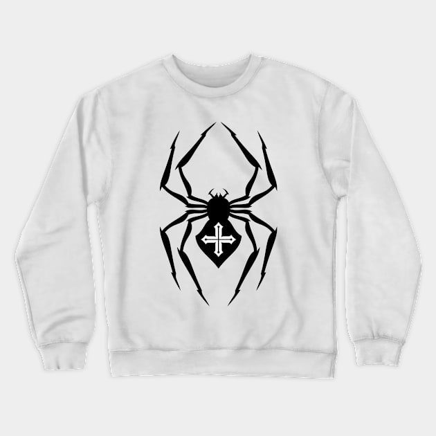 Black Spider with Cross Crewneck Sweatshirt by DmitryMayer